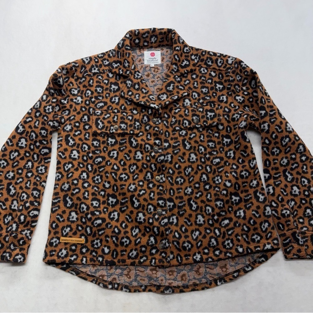 Simply Southern Cheetah Print Button Up Shacket Women’s Size XL